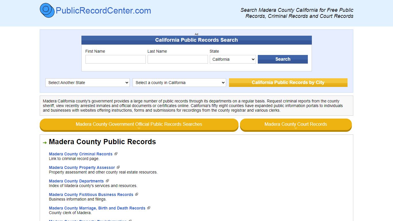 Madera County California Free Public Records - Court ...